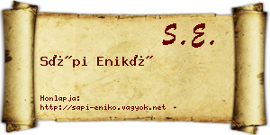Sápi Enikő névjegykártya